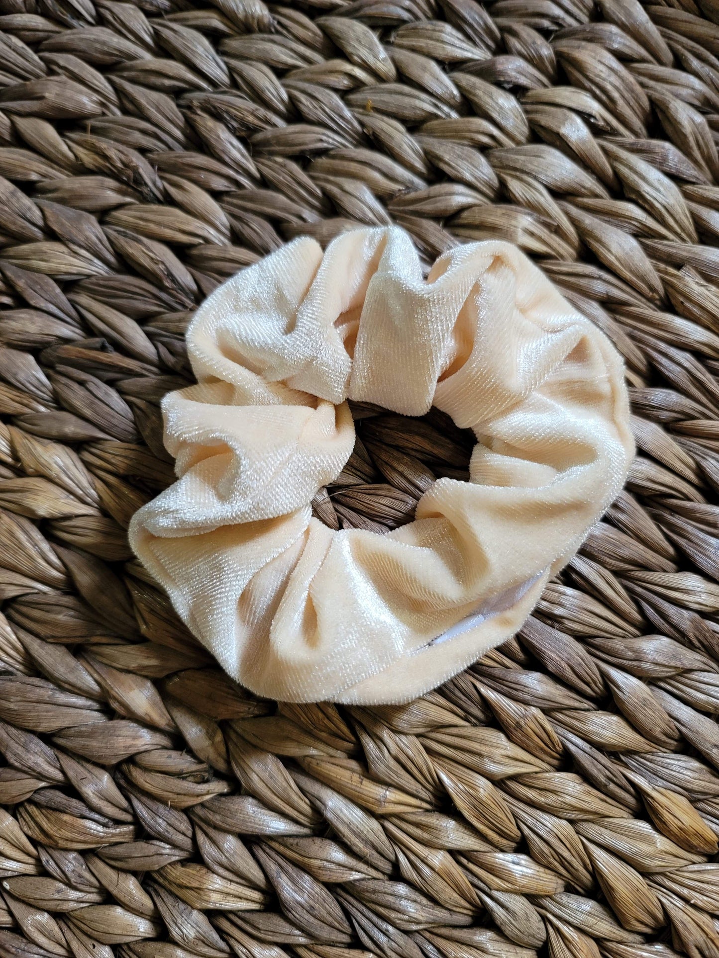 Ivory Velvet Zipper Scrunchie