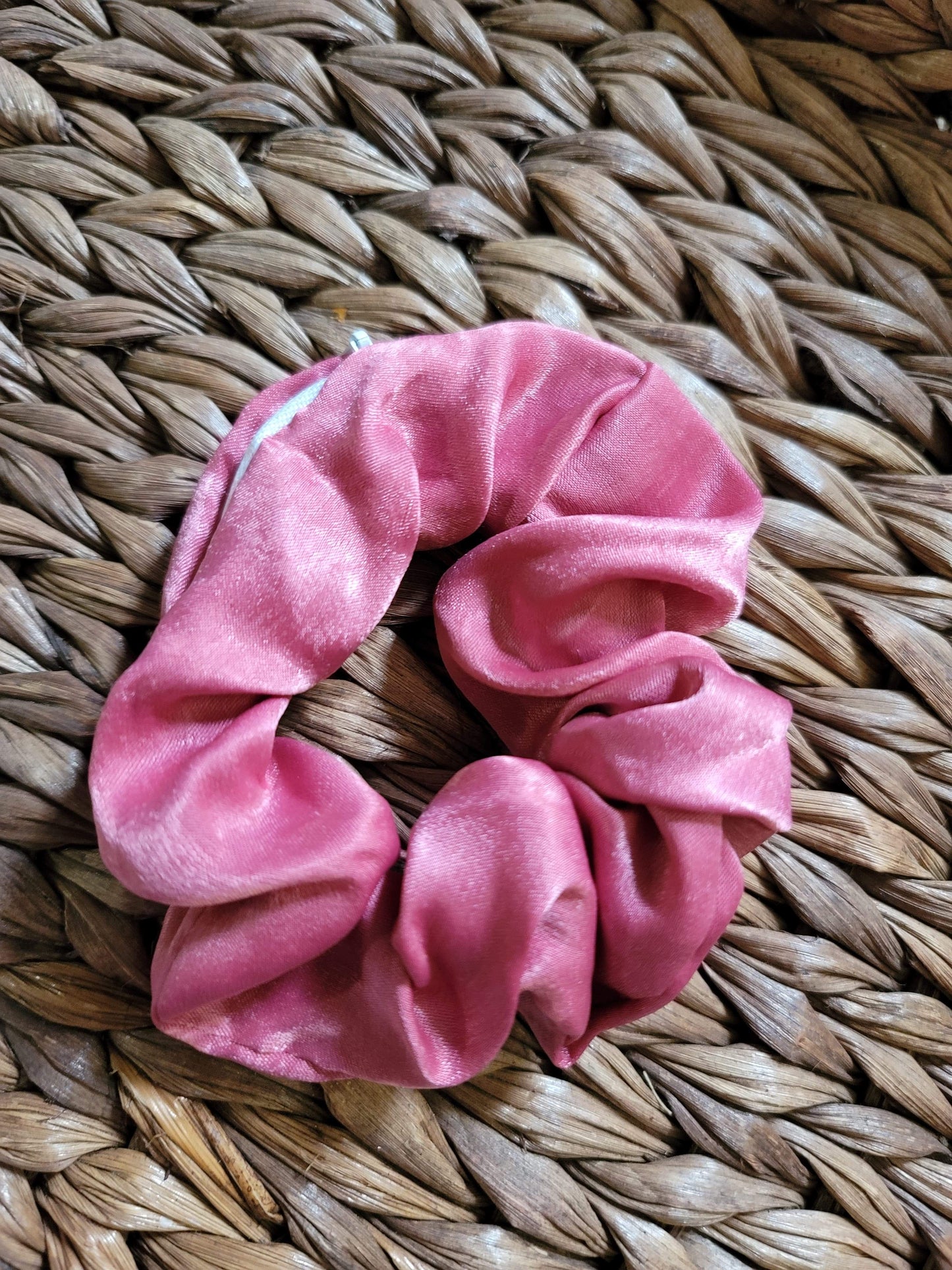 Mauve Satin Zipper Scrunchie