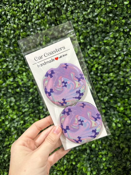 Lavender Balloon Dog Car Coaster