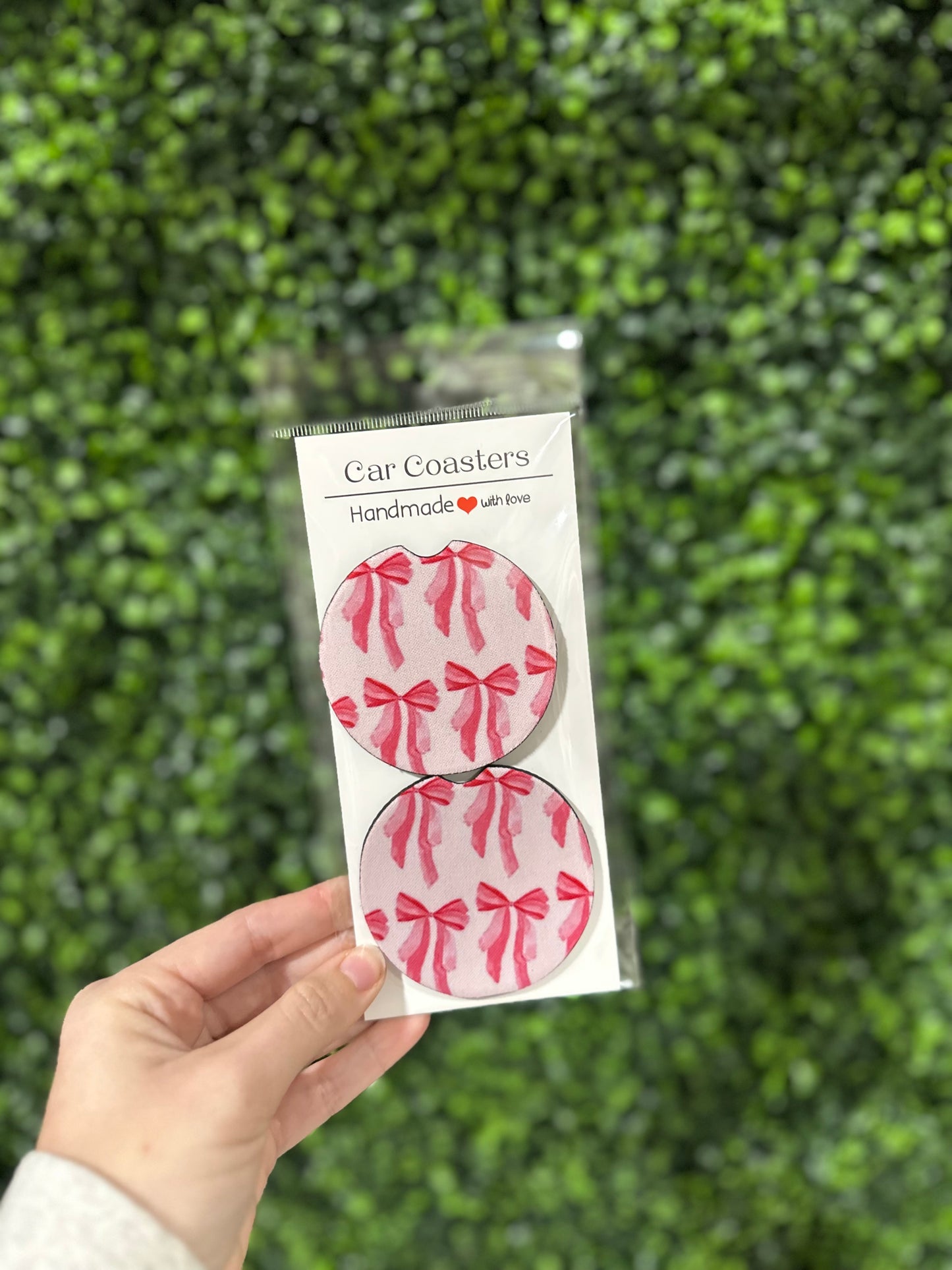 Pink Bows Car Coaster