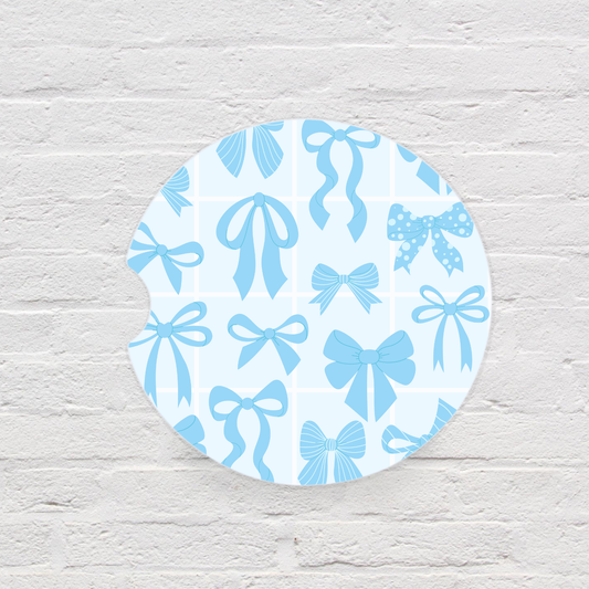 Blue Bows Car Coaster Set