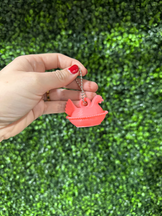 Hen on Nest Keychain - Pink