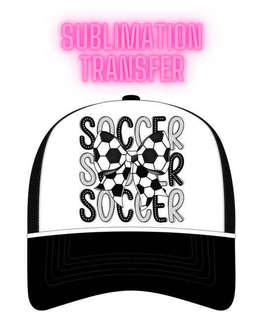 Soccer x 3 with Bow Sublimation Transfer - Hat Size