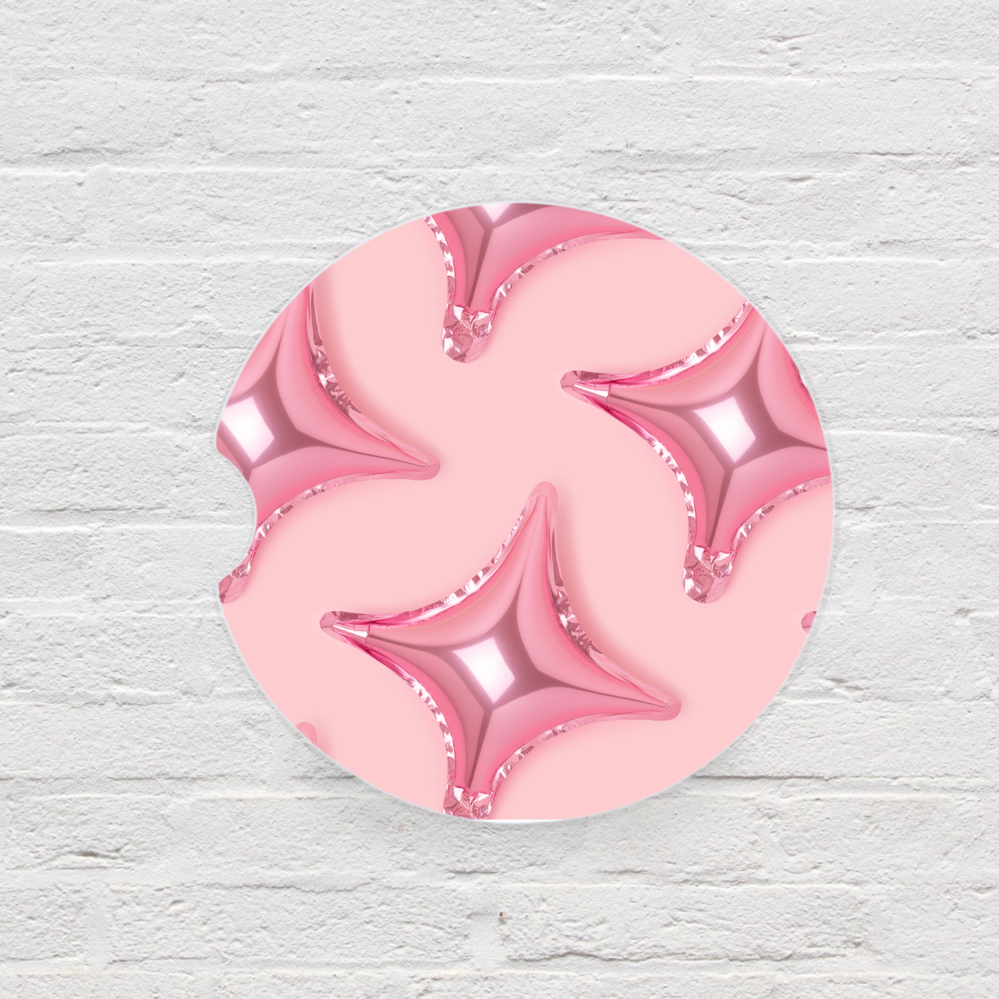 Pink Balloon Stars Car Coaster Set
