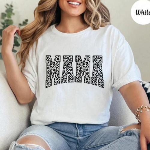 Black & White Leopard MAMA Graphic Tee