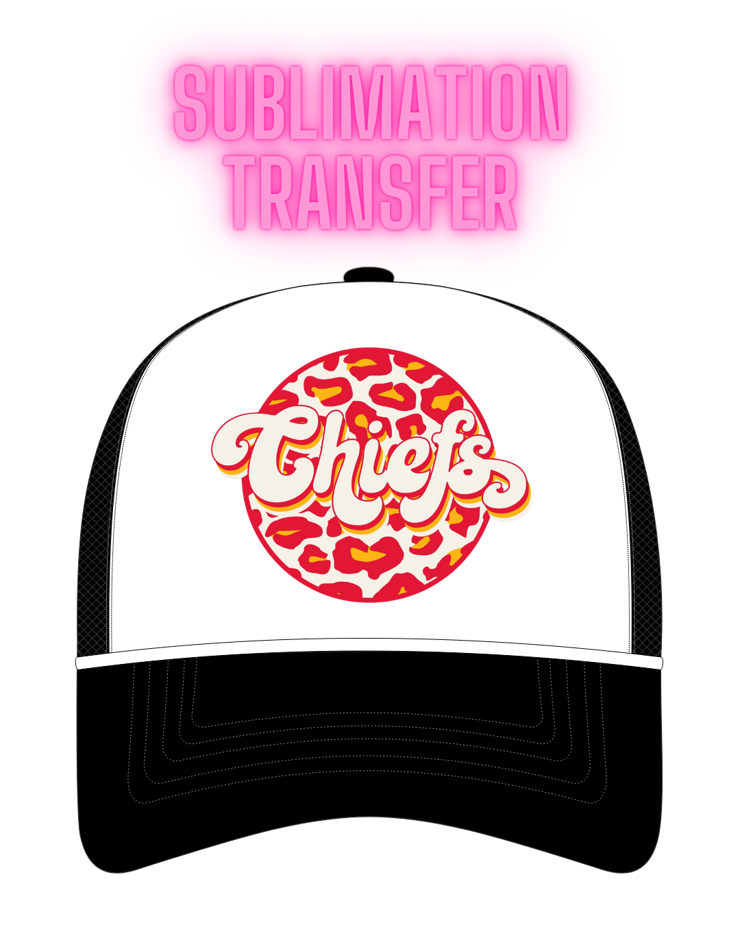 Round Leopard Chiefs Sublimation Transfer - Hat Size