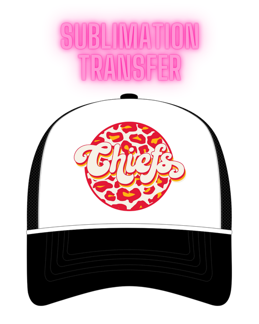 Round Leopard Chiefs Sublimation Transfer - Hat Size