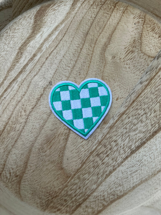 Mint/White Checkered Heart Patch