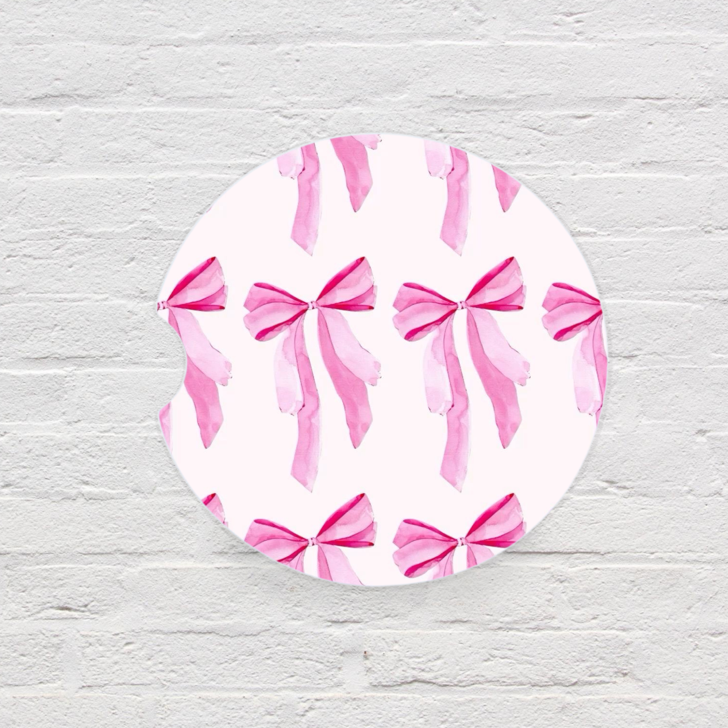 Pink Bows Car Coaster Set