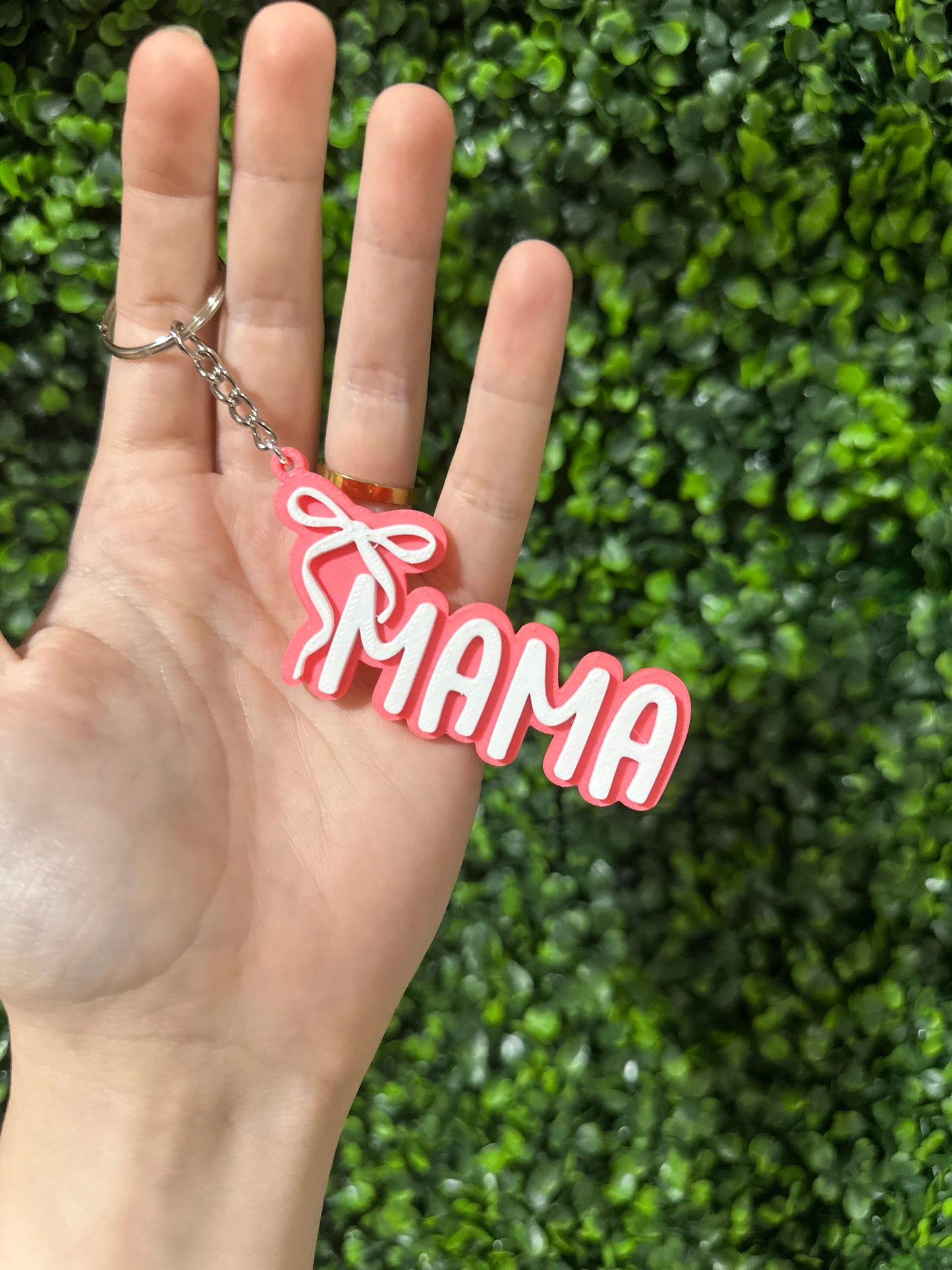 3D Printed Mama with Bow Keychain