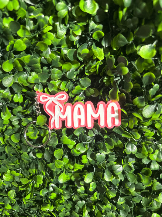 3D Printed Mama with Bow Keychain