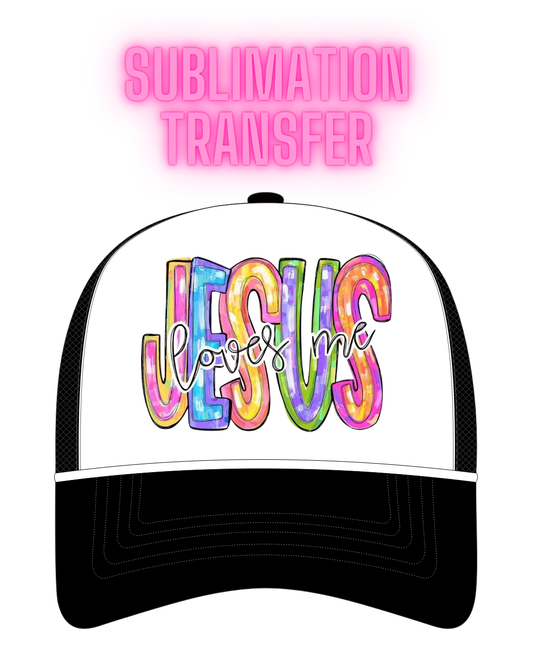 Jesus Loves Me Sublimation Transfer - Hat Size