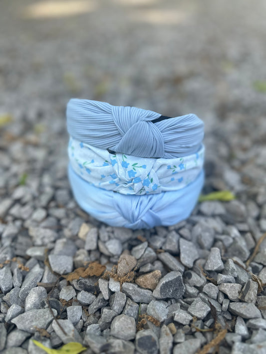 Light Blue Headband Set of 3