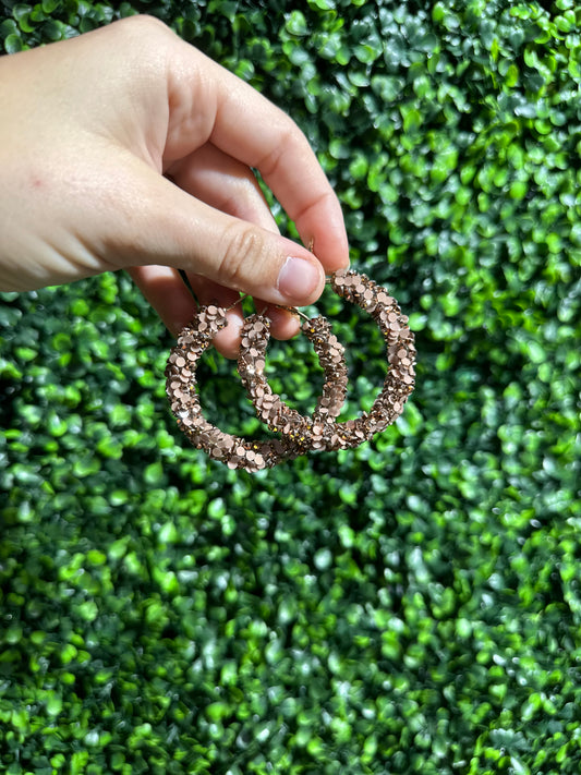Rose Gold Glitter Hoops