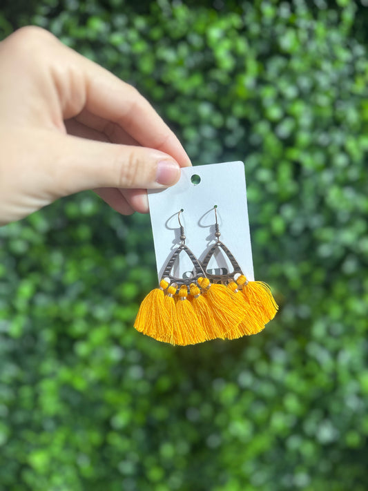 Mustard Bronze Tassel Earrings