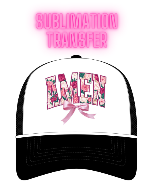 Floral Amen Sublimation Transfer - Hat Size