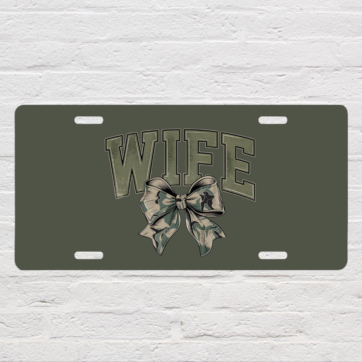 Camo WIFE with Bow License Plate