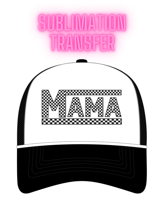 Checkered MAMA Sublimation Transfer - Hat Size