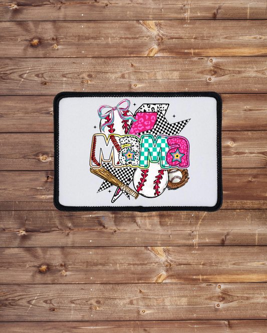 Retro Baseball Mama Iron on Patch