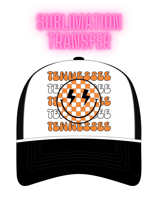 Tennessee with Checkered Smiley Sublimation Transfer - Hat Size