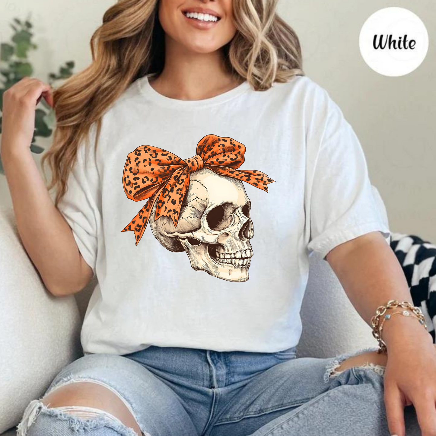 Skull with Bow Graphic Tee