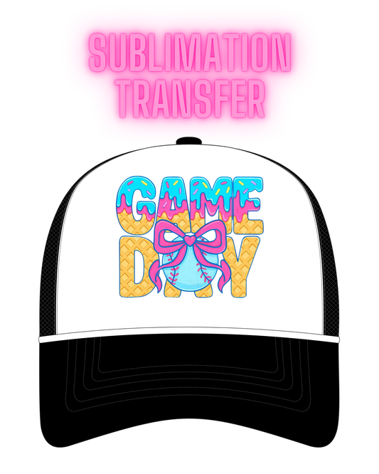 Game Day Ice Cream Drip Sublimation Transfer - Hat Size