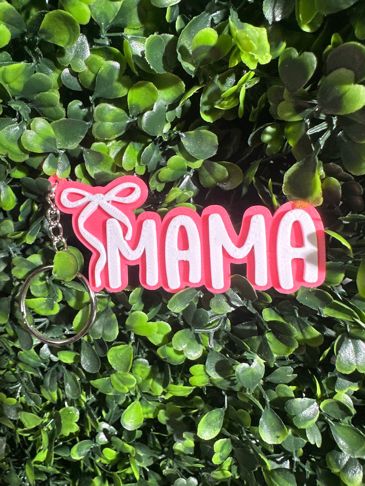 3D Printed Mama with Bow Keychain