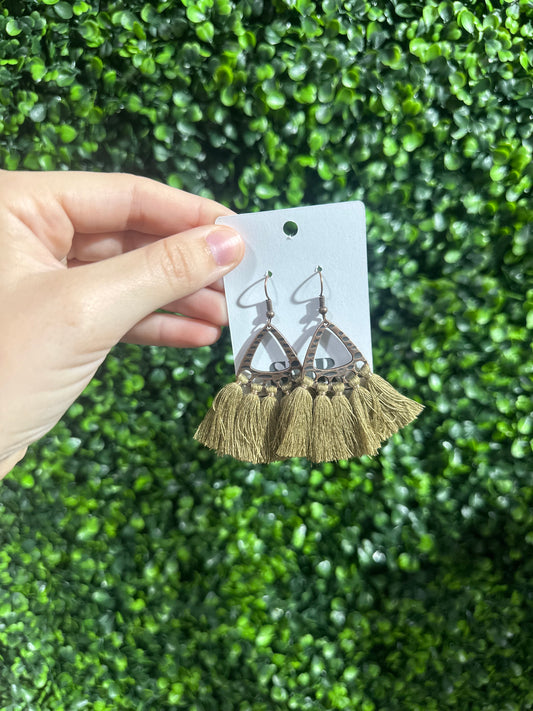 Olive Bronze Tassel Earrings