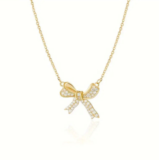 Rhinestone Bow Necklace