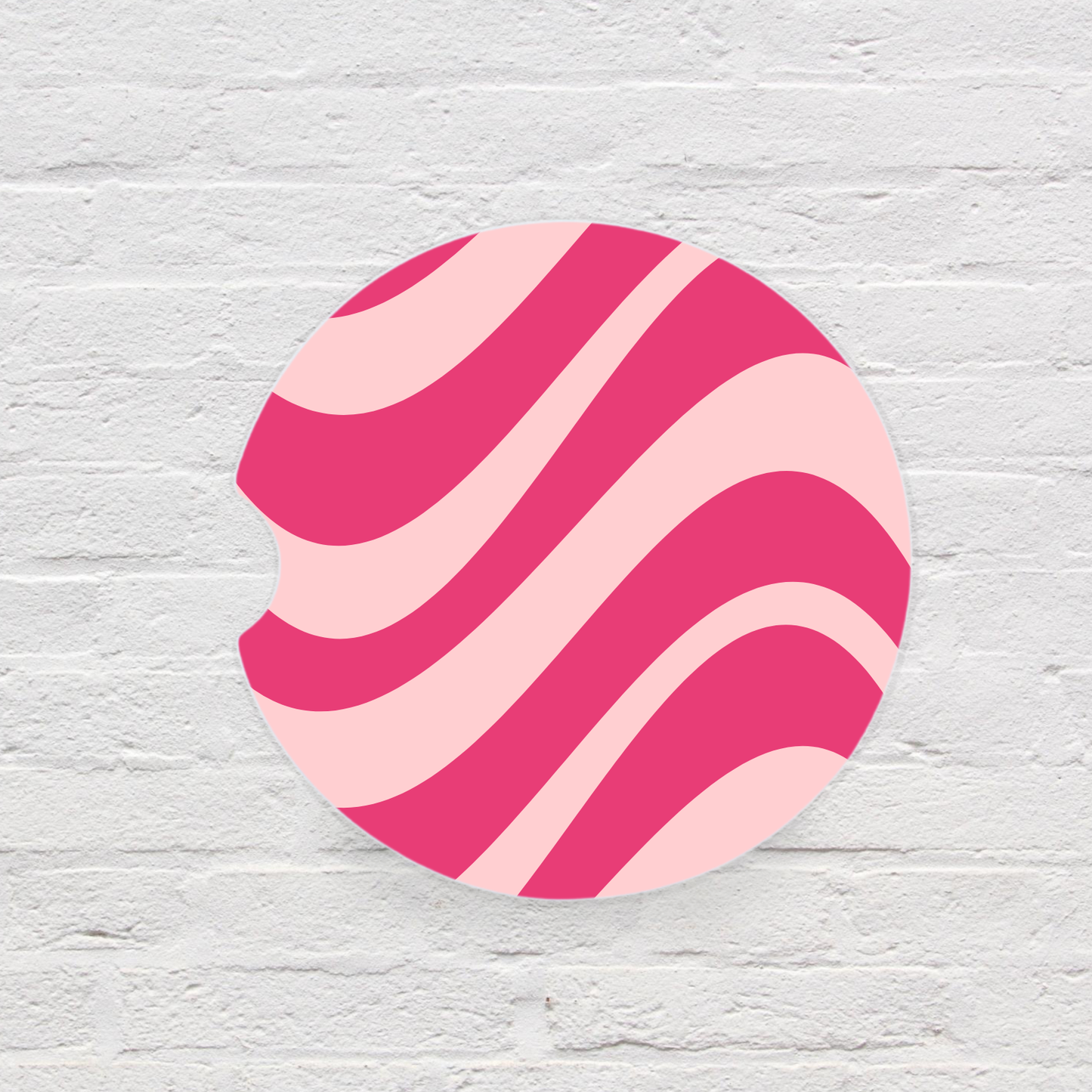 Pink Groovy Stripes Car Coaster Set