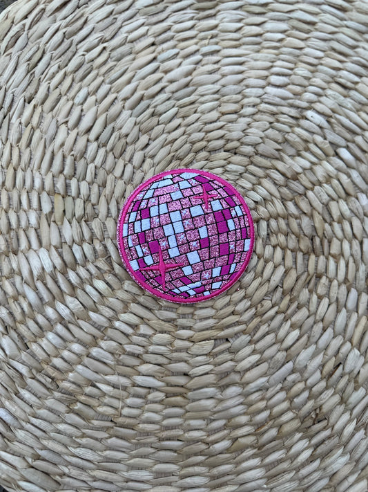 Pink Disco Ball Iron on Patch