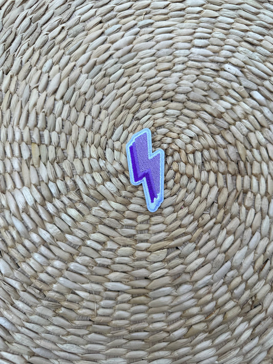 Purple Bolt Iron on Patch