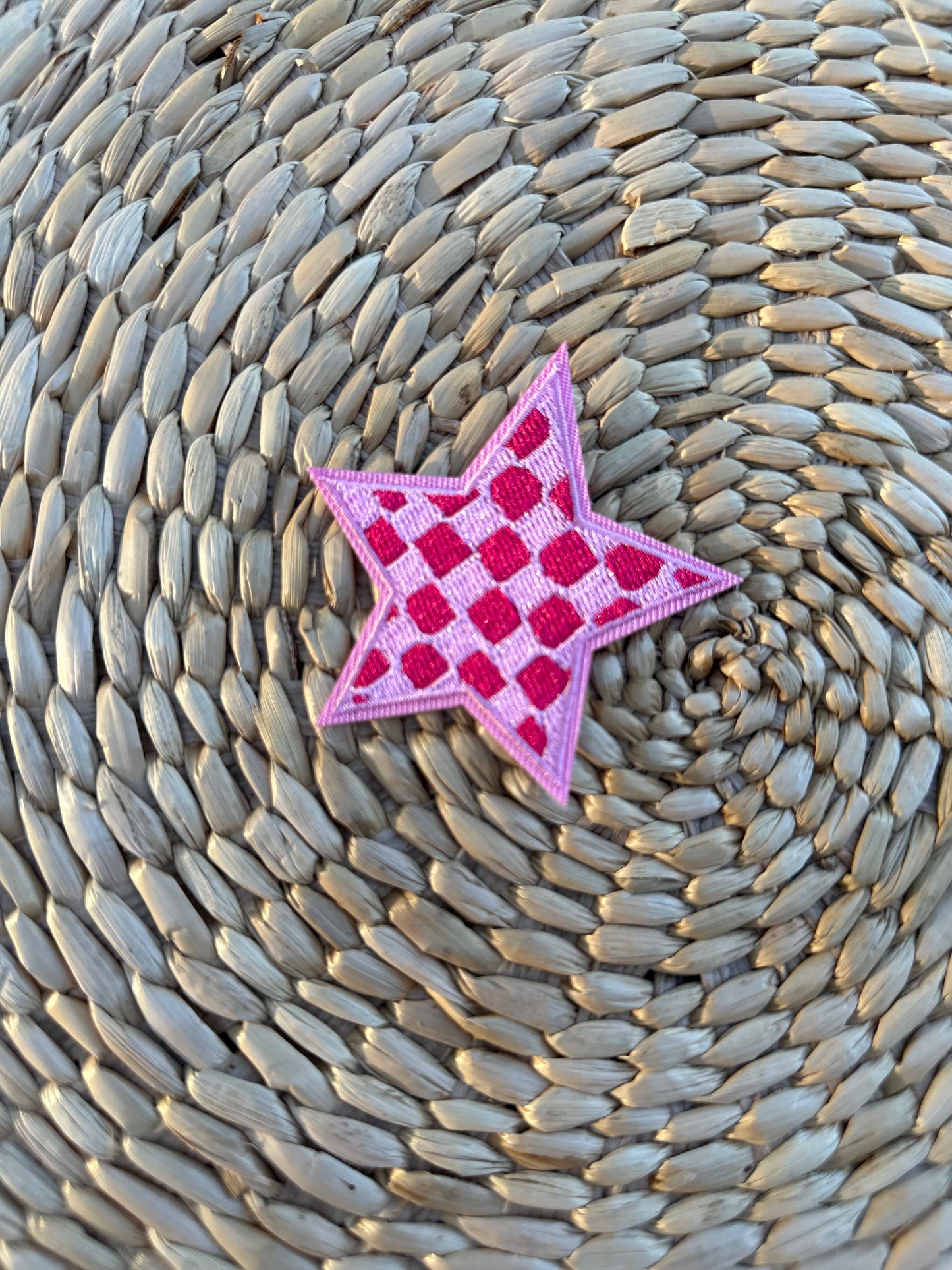 Pink Checkered Star Patch