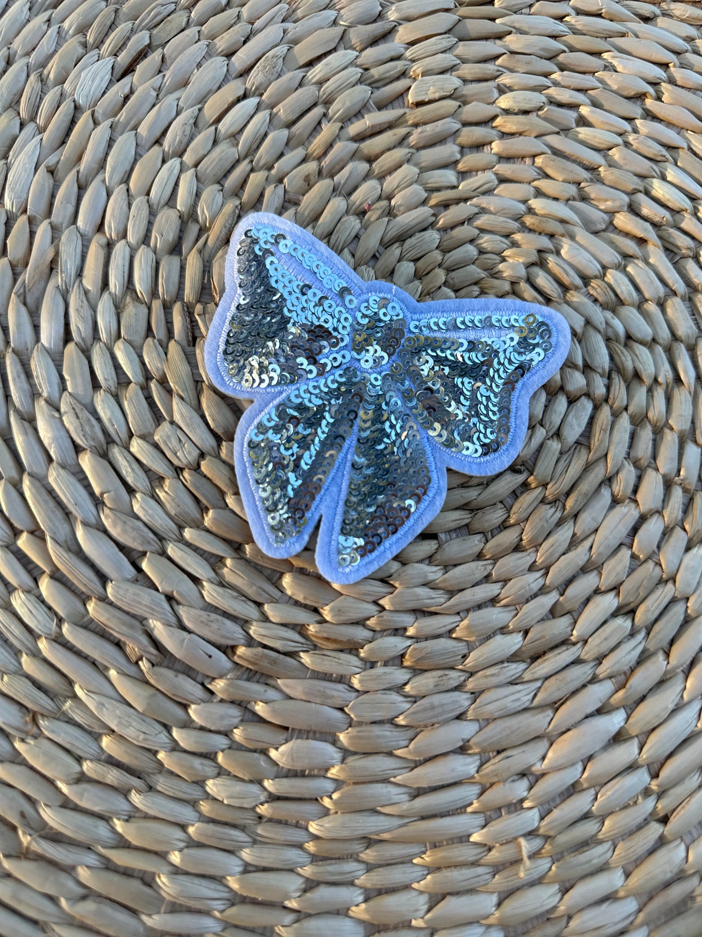 Silver Sequin Bow Patch