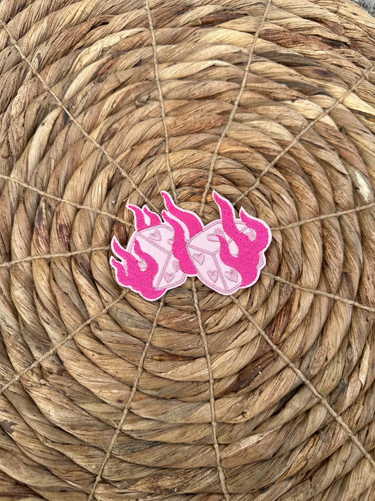 Pink Flaming Dice Patch