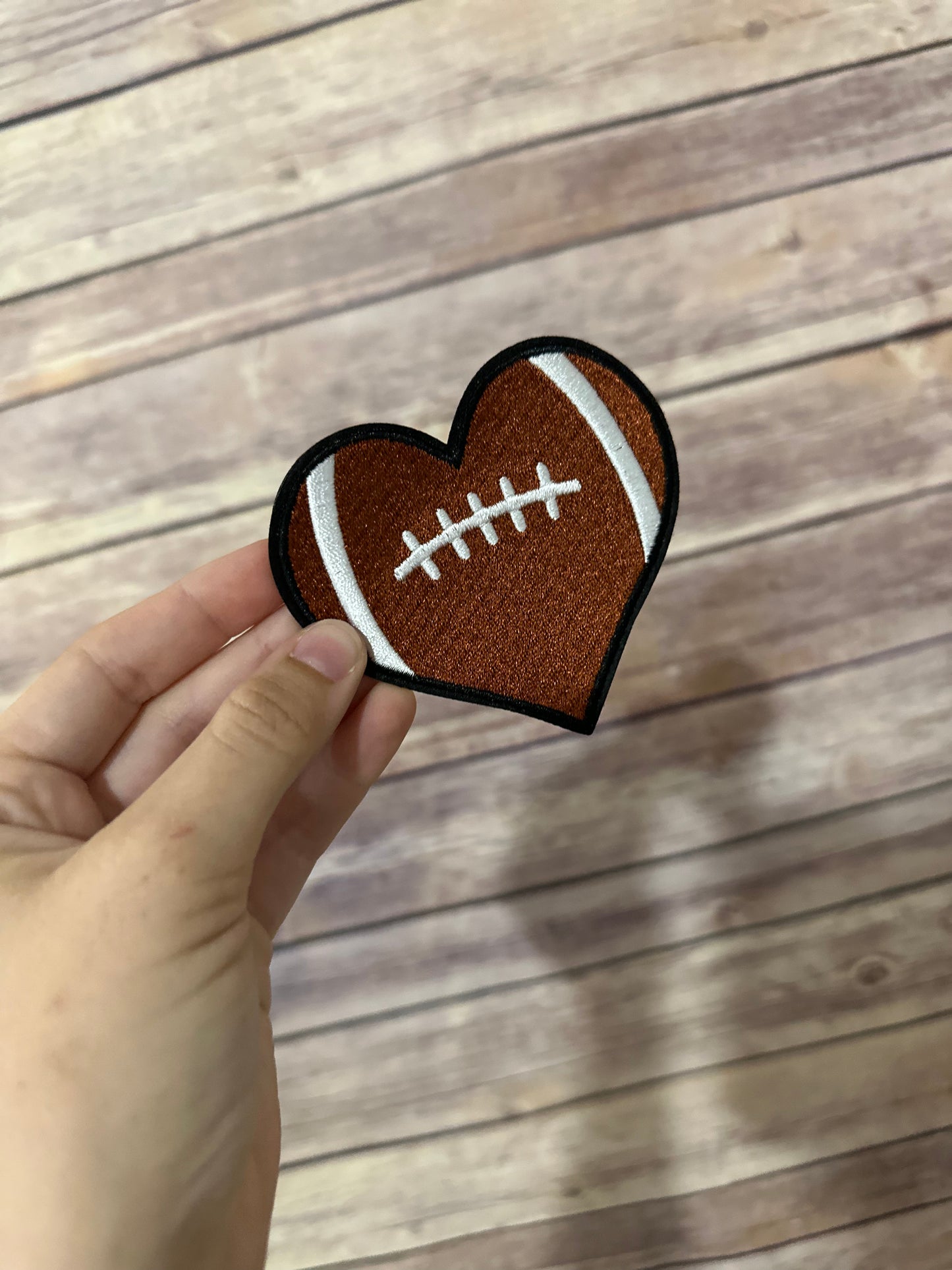 Football Heart Iron on Patch