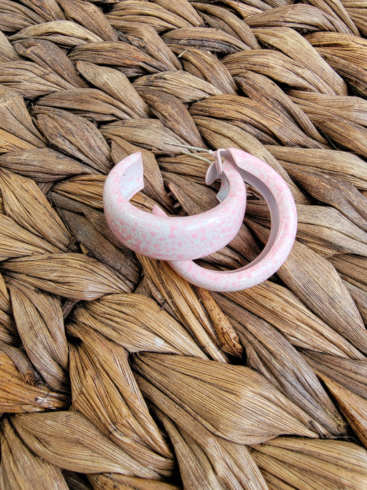 Pink Marble Hoop Earrings