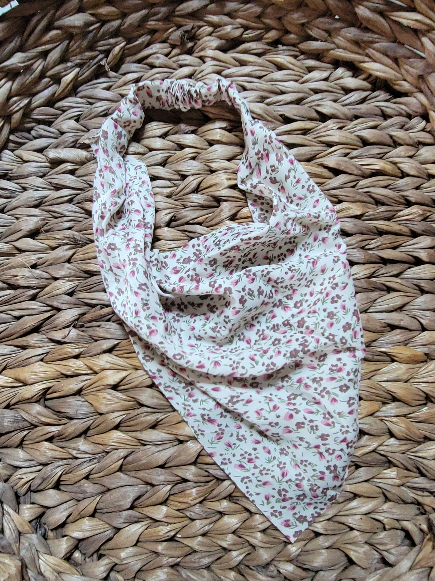 Cream Floral Bandana Hair Scarf