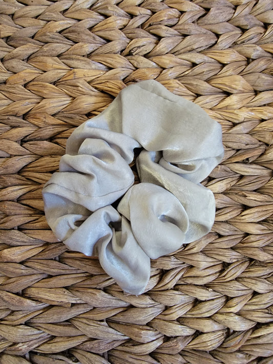 Grey Satin Scrunchie