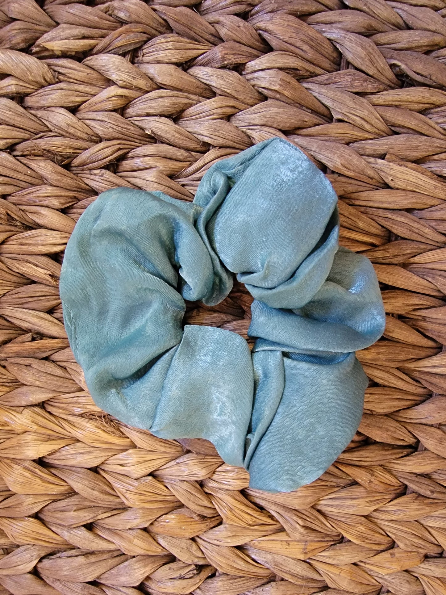 Teal Satin Scrunchie