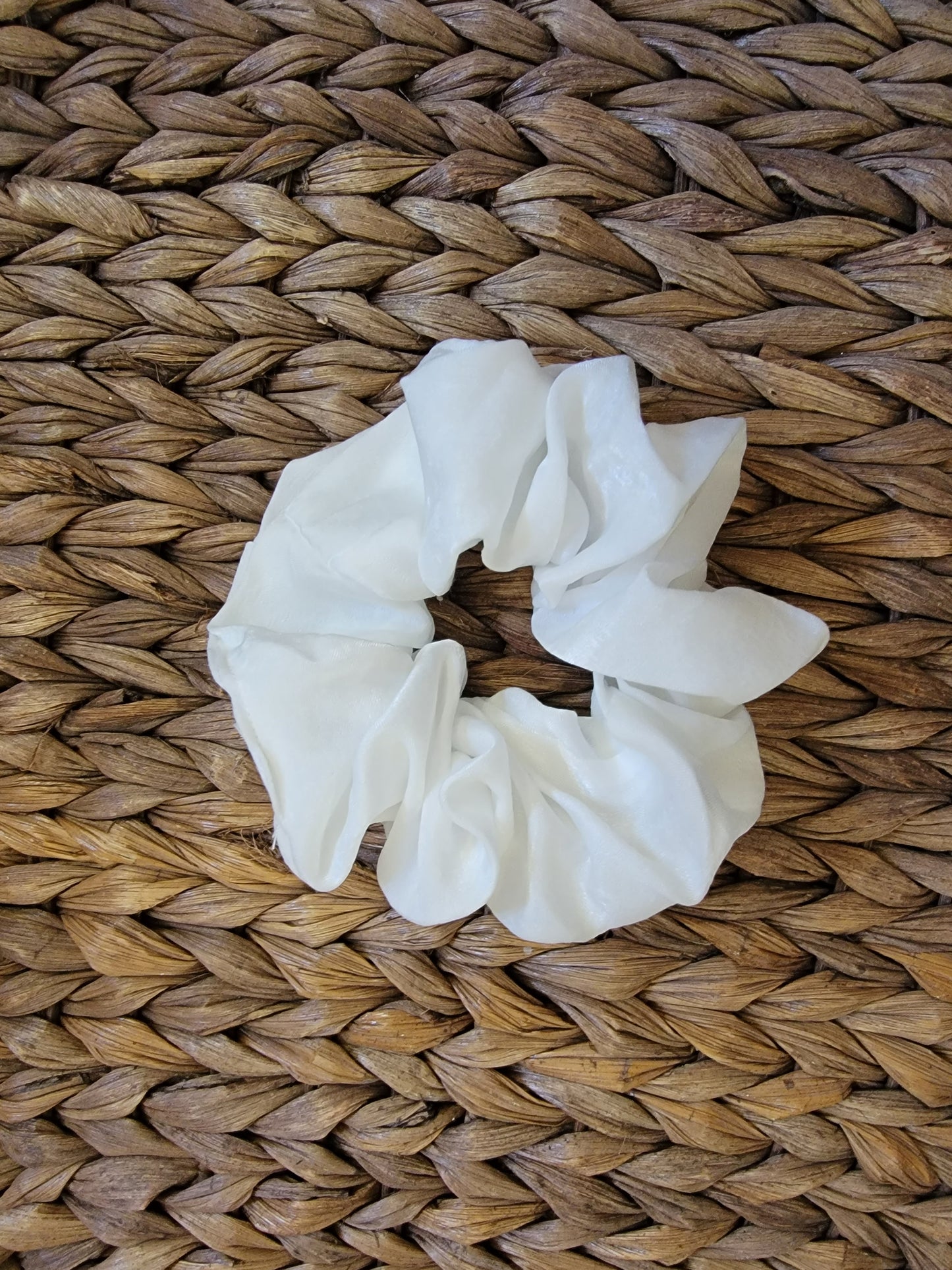 White Satin Scrunchie