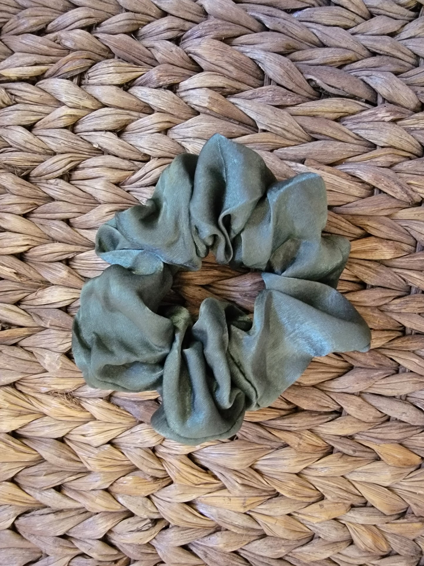 Olive Satin Scrunchie