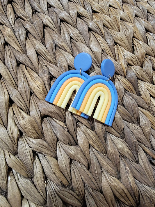 Blue Combo Rainbow Clay Earrings