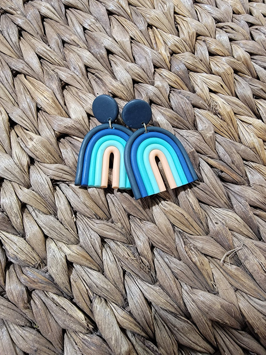 Navy Combo Rainbow Clay Earrings