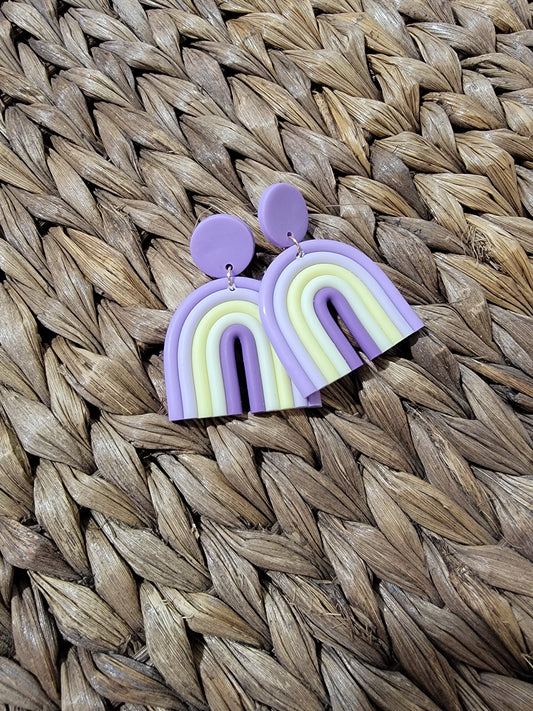 Lavender Combo Rainbow Clay Earrings