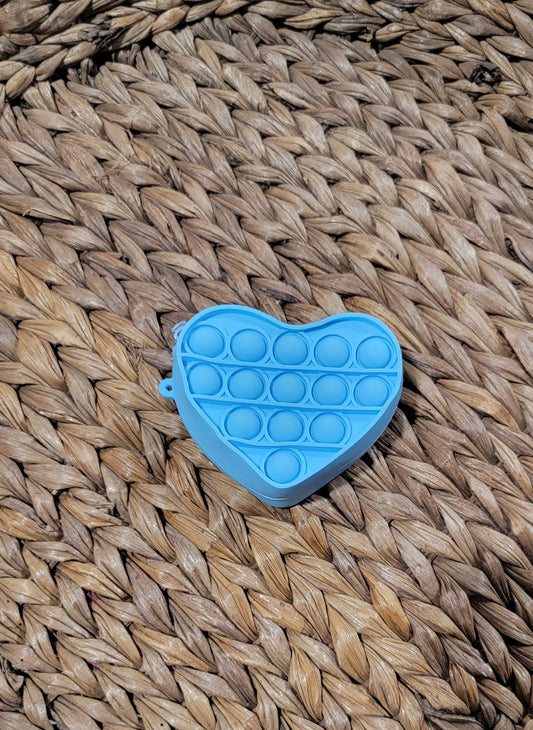 Blue Heart Pop it Keychain Coin Purse