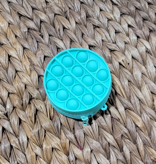 Aqua Circle Pop it Keychain Coin Purse