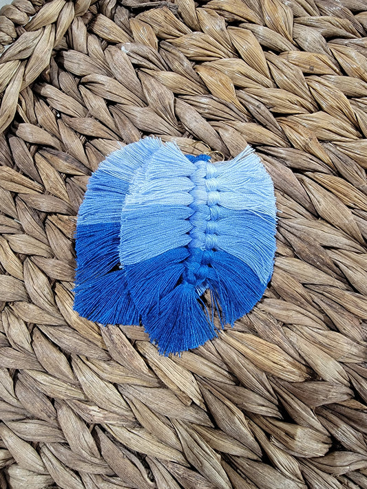 Blue Ombre Feather Macrame Earrings