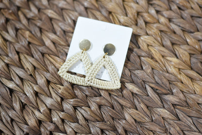 Ivory Triangle Rattan Dangle Earrings