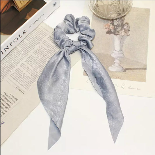 Grey Satin Hair Scarf